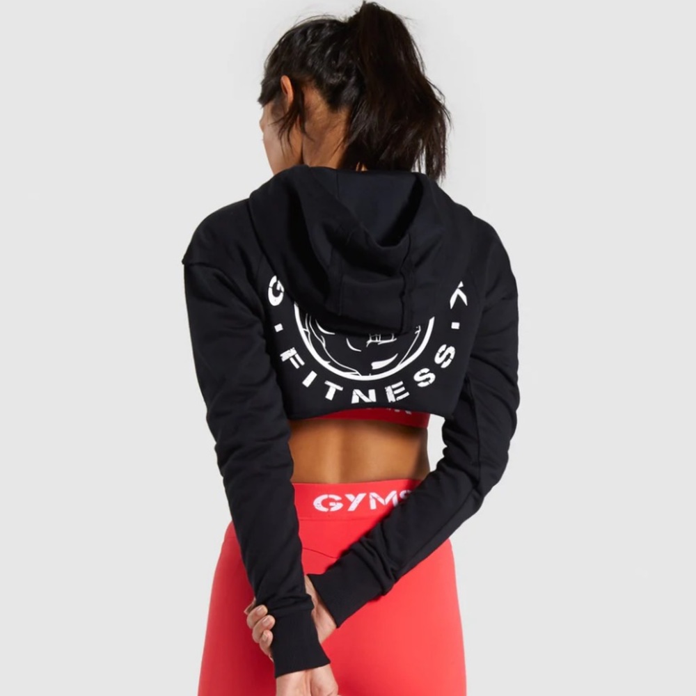 GYMSHARK LEGACY FITNESS SUPER CROPPED HOODIE SMALL